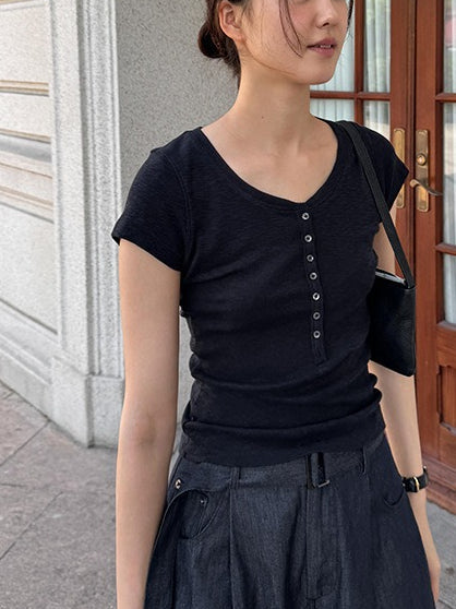ヘンリーネックショートTシャツ 2380