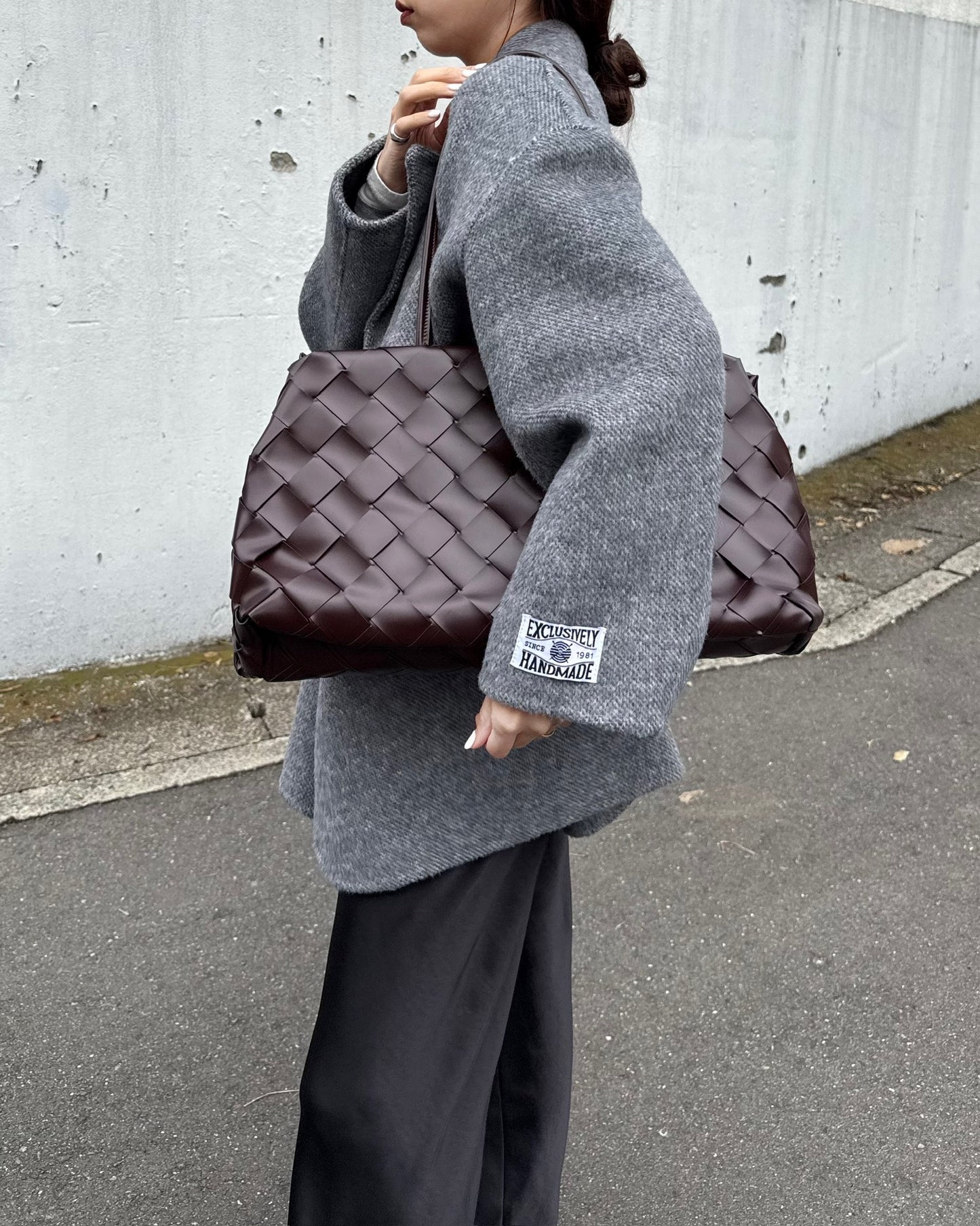 レザー編み込みショルダーバッグ 2139