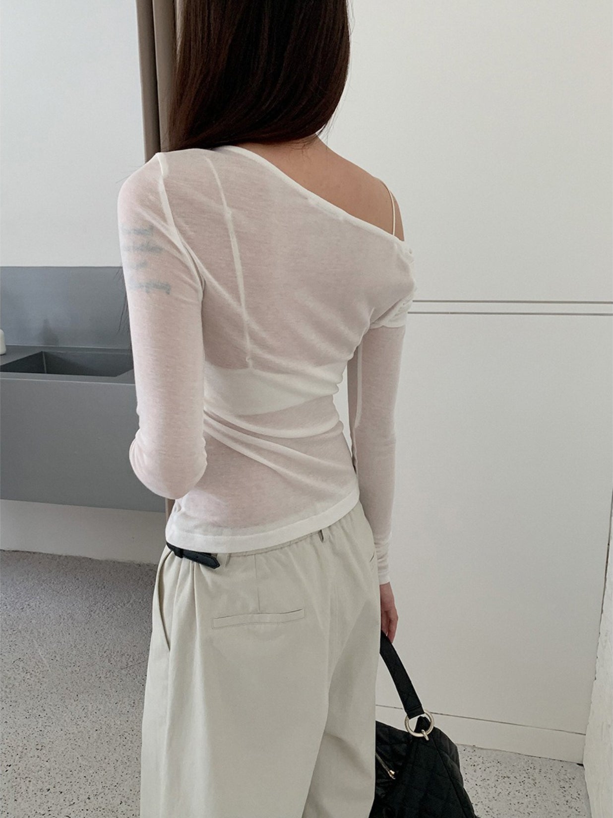 ONE-SHOULDER SHEER TOP 2467