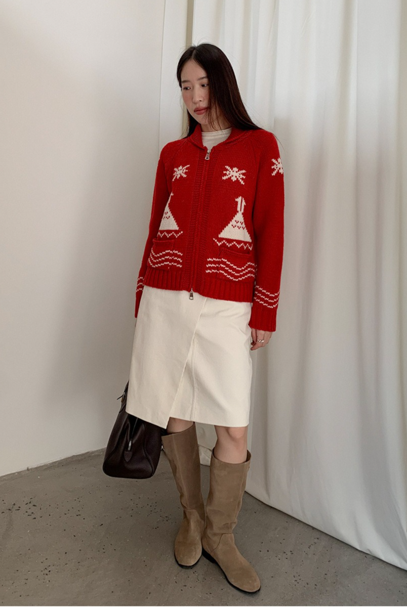 ノルディック柄ジップニット 2217