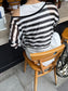 ルーズネックボーダーセットトップス 2384