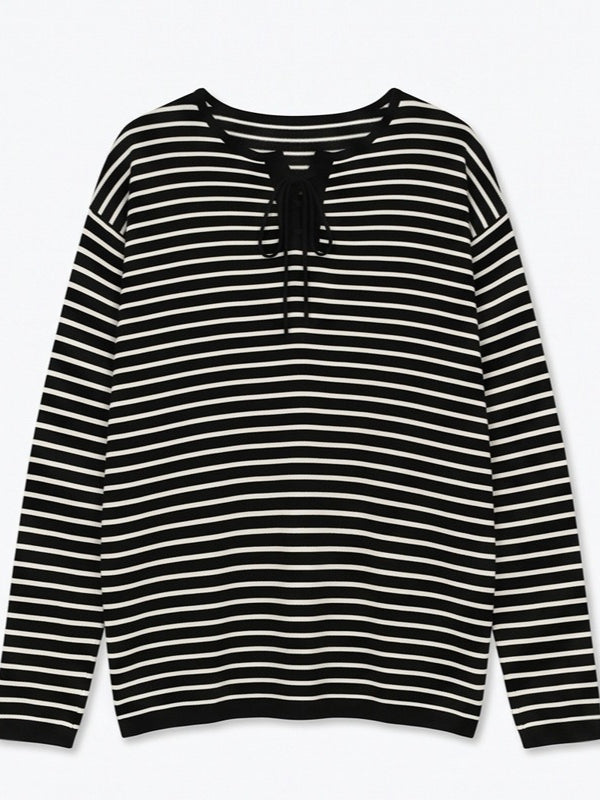 LACE-UP STRIPE KNIT 2489