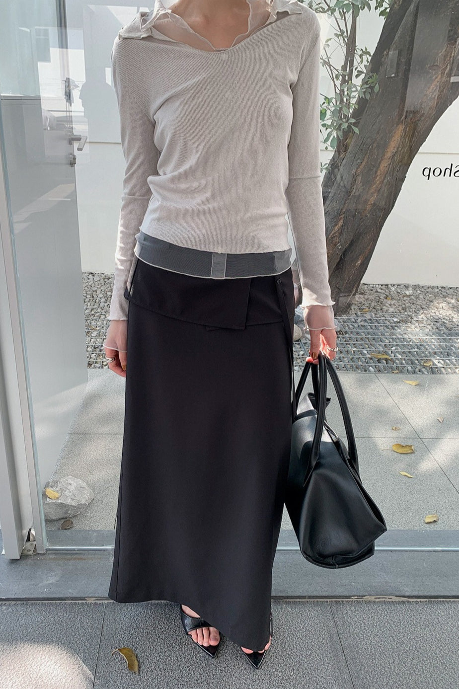 WRAP DETAIL LONG SKIRT 2308
