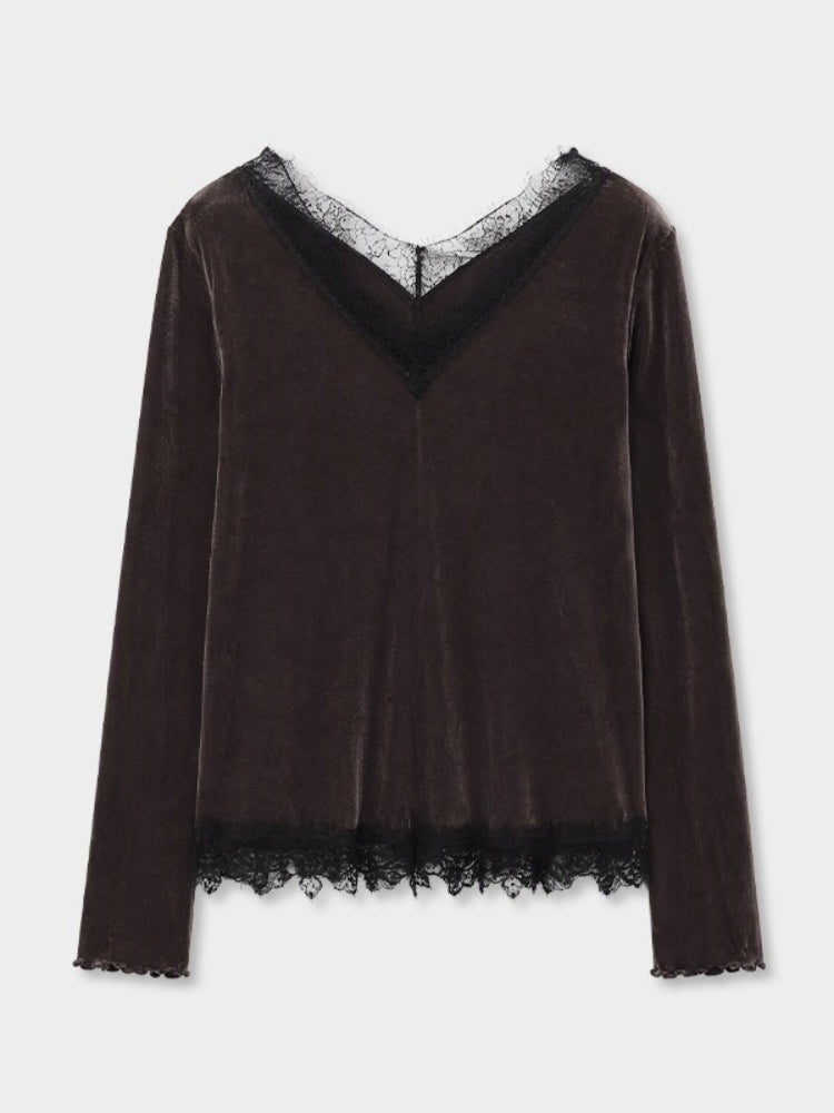 SHEER VELVET LACE V-TOP 2470