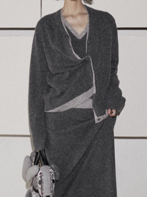 カラーブロックニットカーディガン 2211