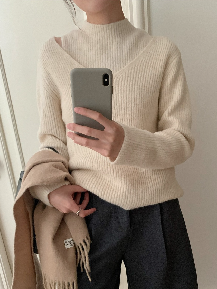 レイヤードプチハイネックニット 2210