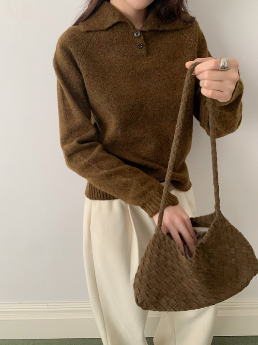 スタンドカラーラグランニット 2198