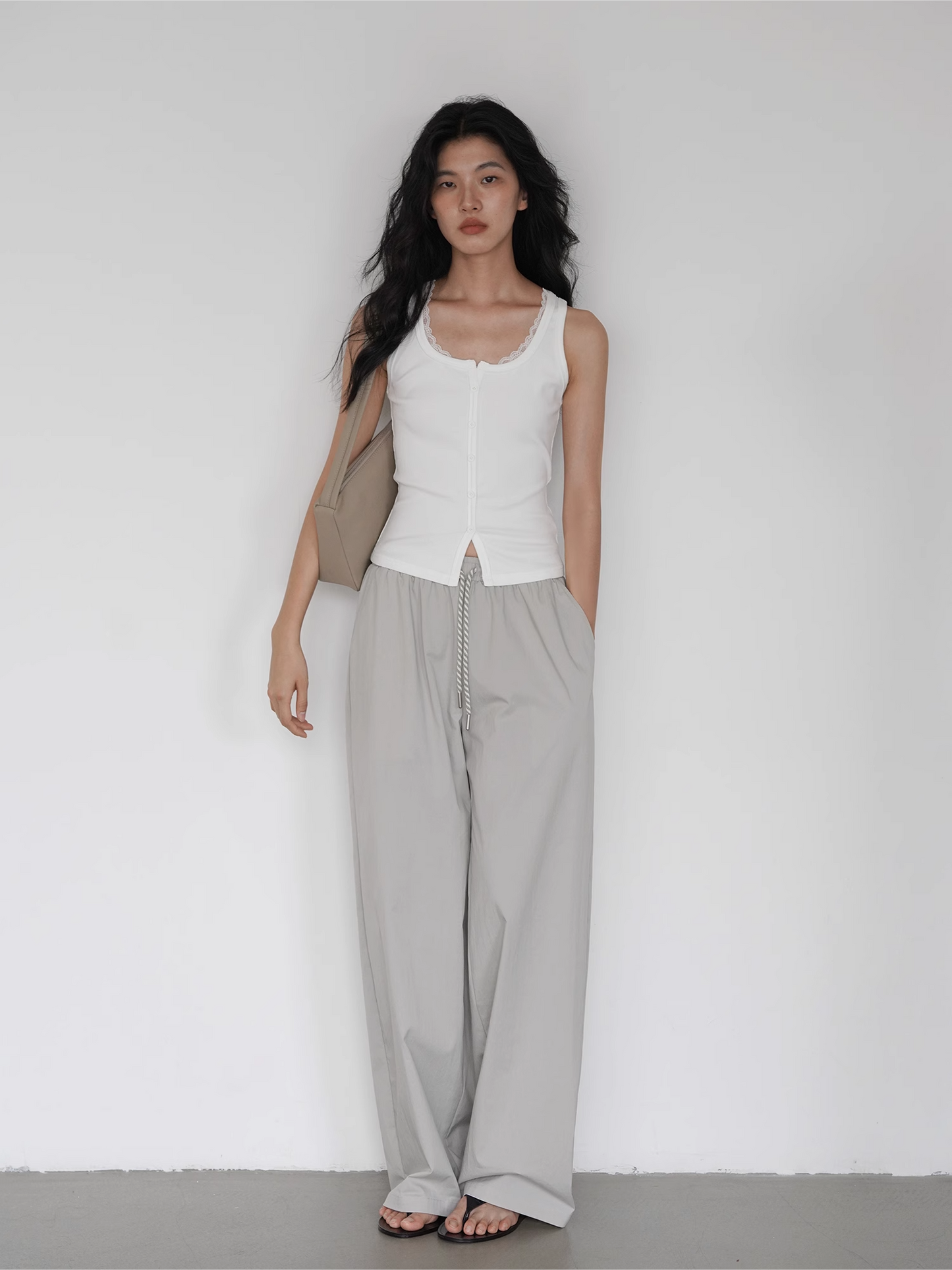 Gypsohila　リラクシーサテンパンツ　ホワイト34 ジプソフィア 美品 GP-228 Wide Relax Pants Renewal White | gypsohila