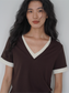 VネックバイカラーTシャツ 2095
