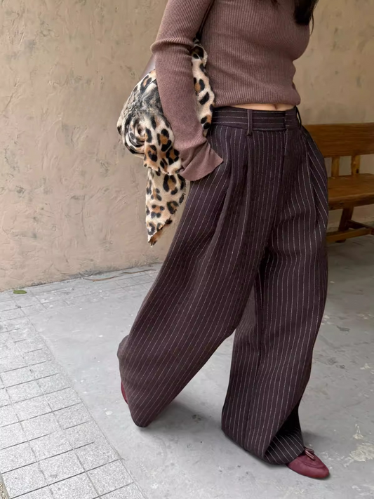 ストライプダブルタックワイドパンツ 2183