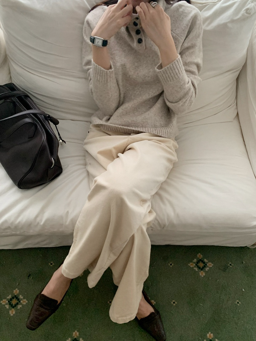 スタンドカラーラグランニット 2198