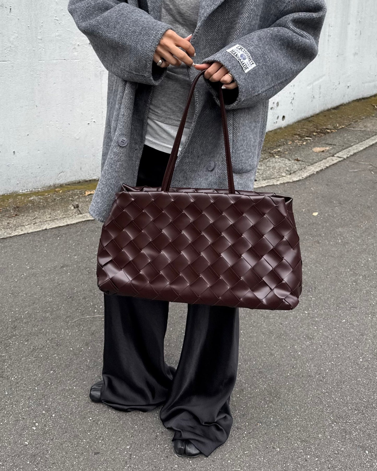 レザー編み込みショルダーバッグ 2139