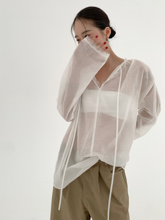 SHEER TIE-NECK BLOUSE 2131