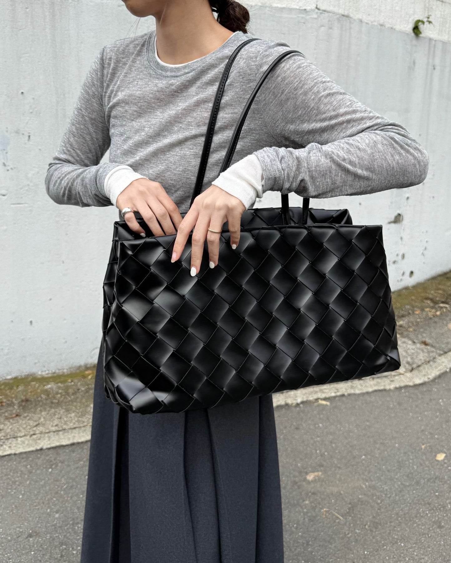 レザー編み込みショルダーバッグ 2139