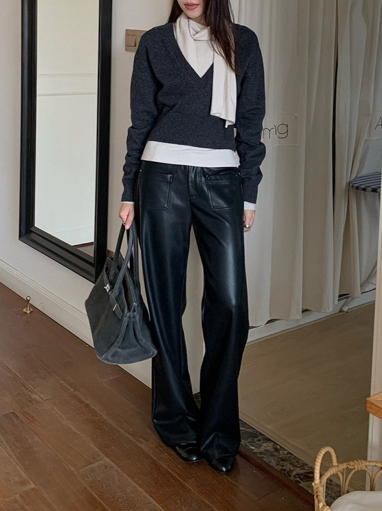 PU LEATHER PANTS 2491
