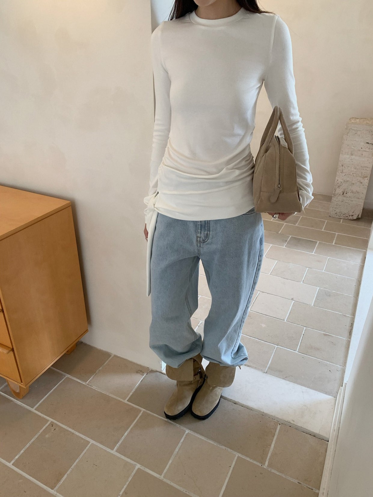 TIE WAIST GATHER TEE 2518