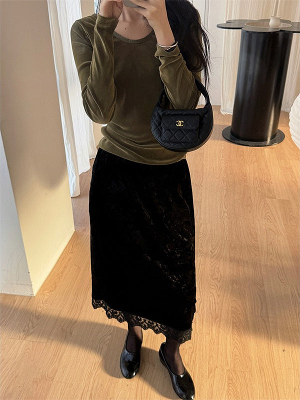 VELVET LACE SKIRT 2478