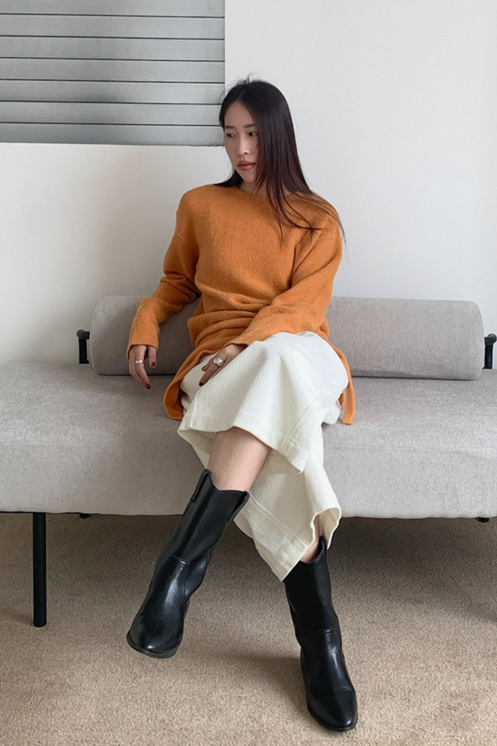 ストール付ラウンドネックカラーニット 2219