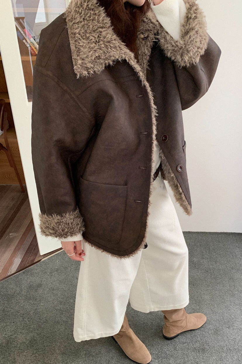 リバーシブルフェイクムートンコート 2218