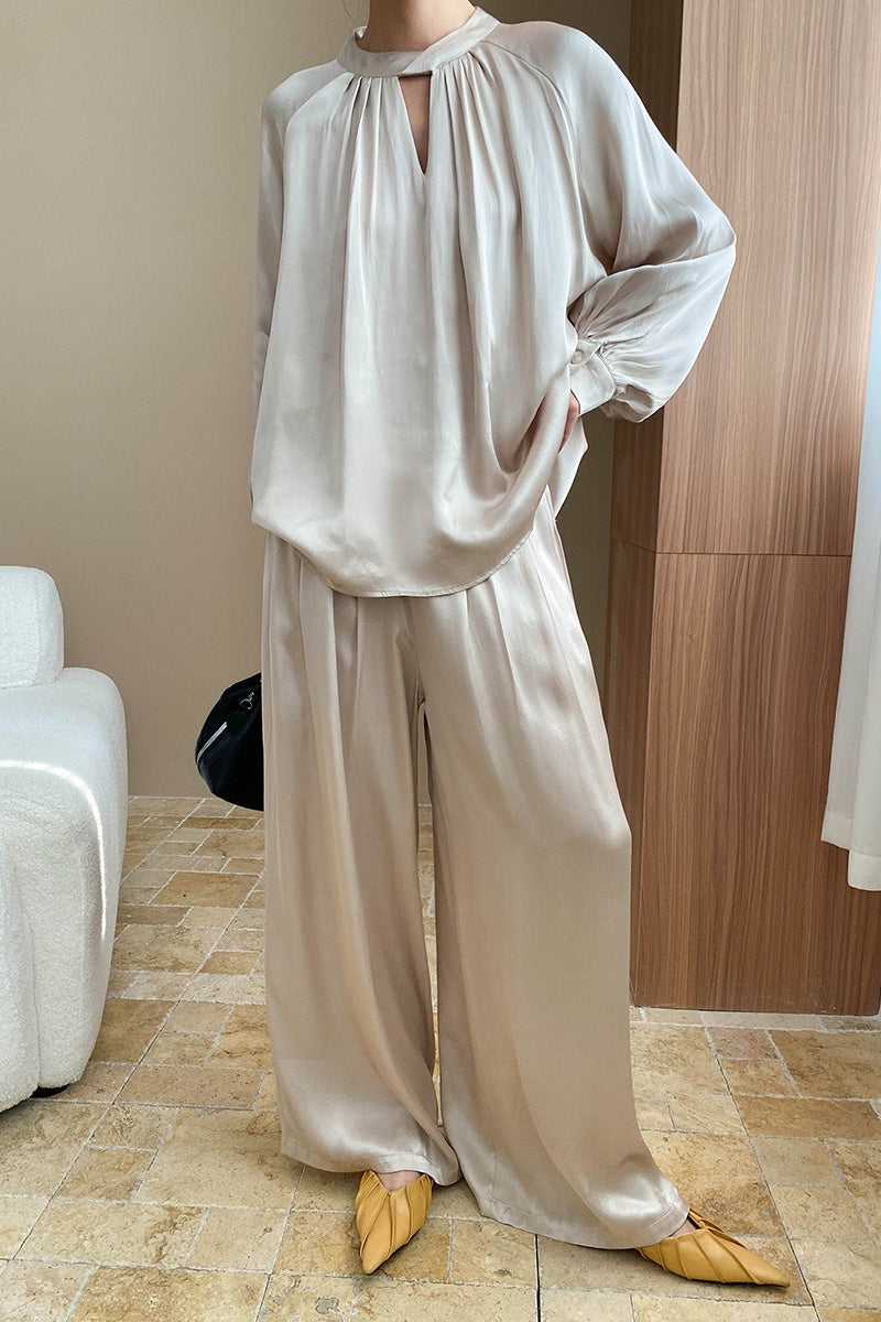 単品注文／セットアップ対応】ニュアンスドレープトップス＋ワイド