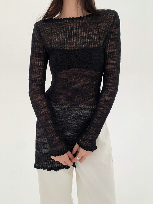 SHEER KNIT LONG TOP 2120