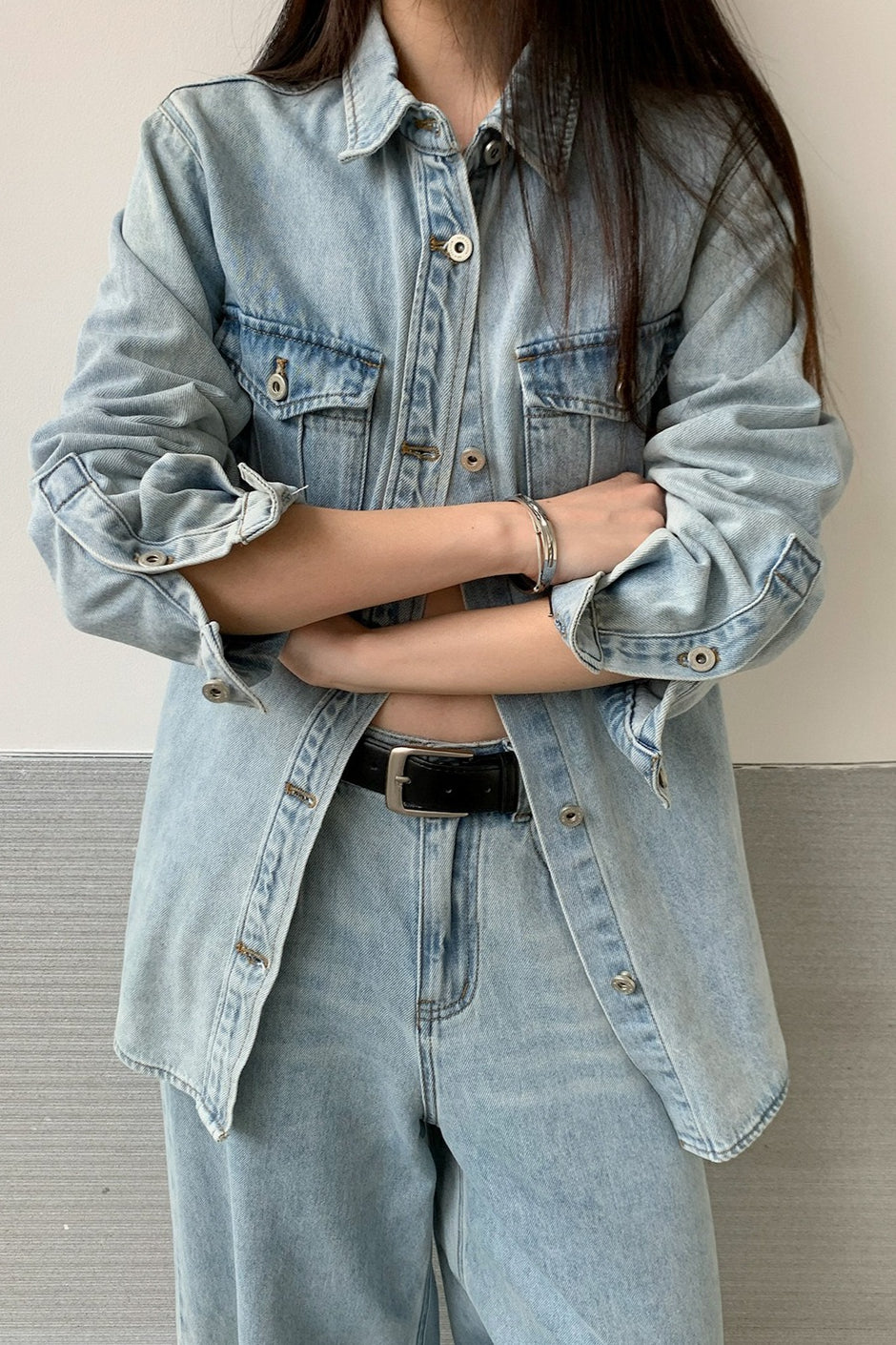 DOUBLE POCKET DENIM SHIRT 2305