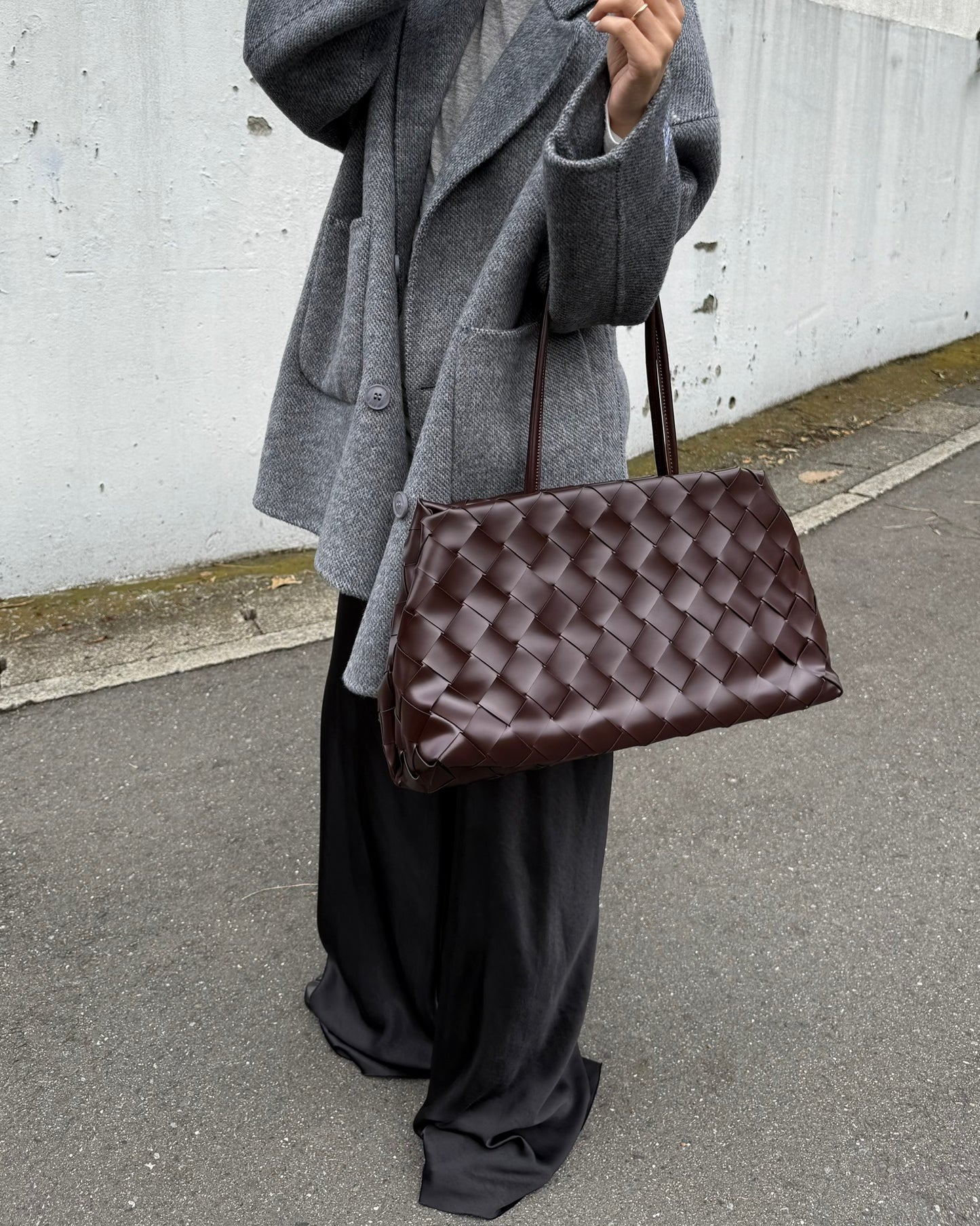 レザー編み込みショルダーバッグ 2139