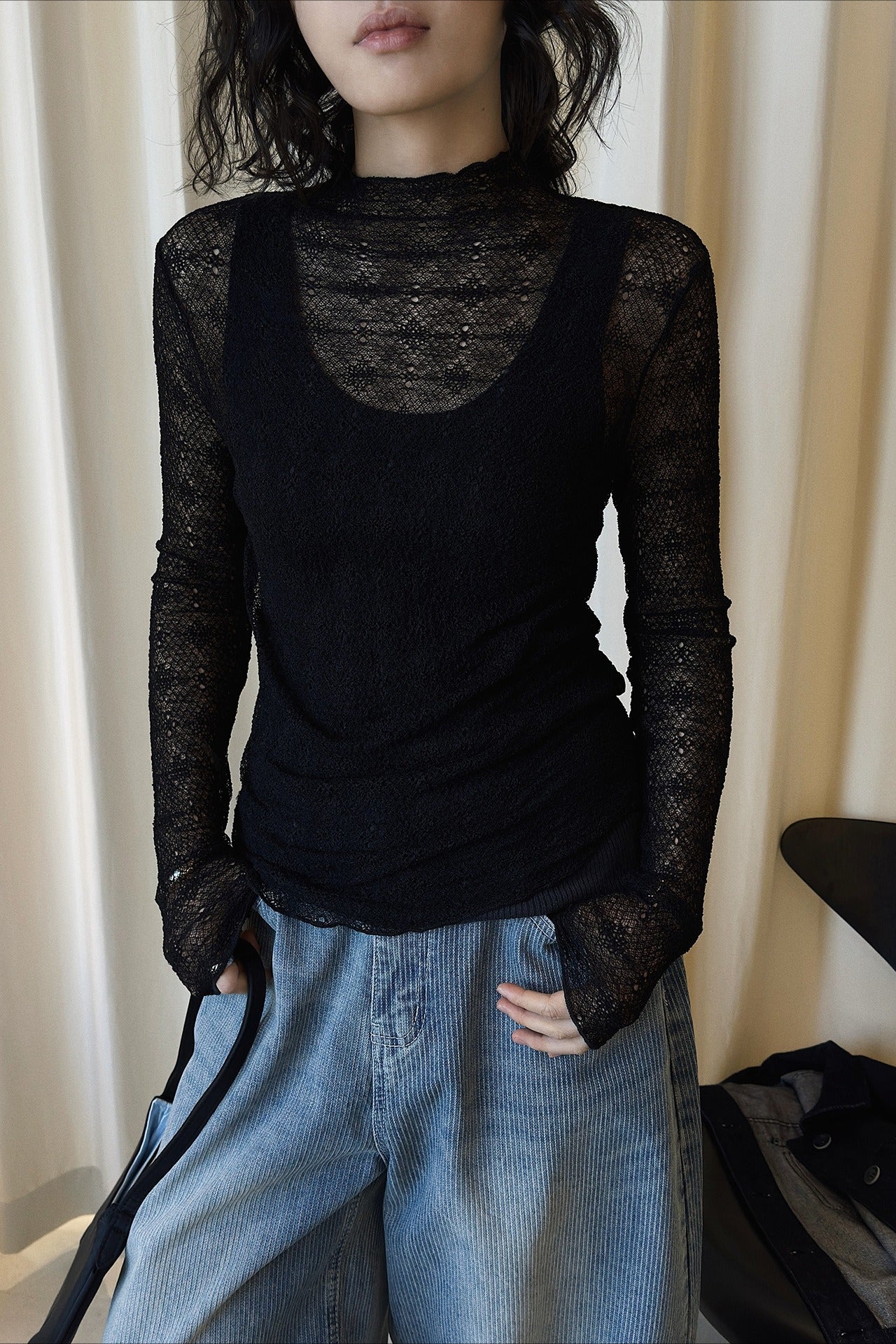シアーレースプチハイネックトップス 2271