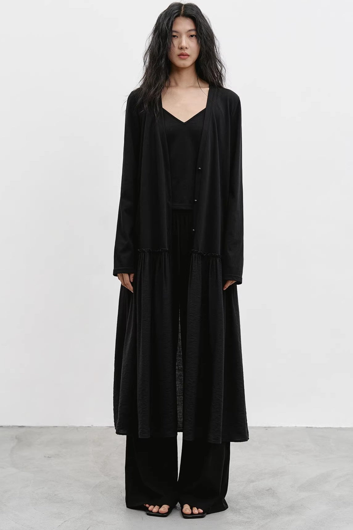 ロングカーディガン/キャミ/ワイドパンツ 2297