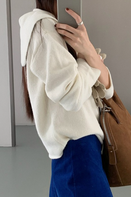 ストール付ラウンドネックカラーニット 2219