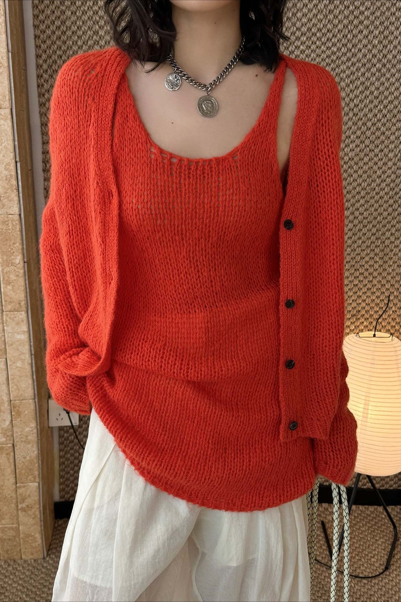 透かし編みニットアンサンブル 2273