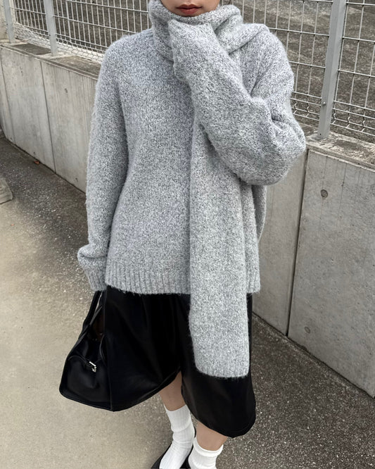 マフラー付きクルーネックニット2223