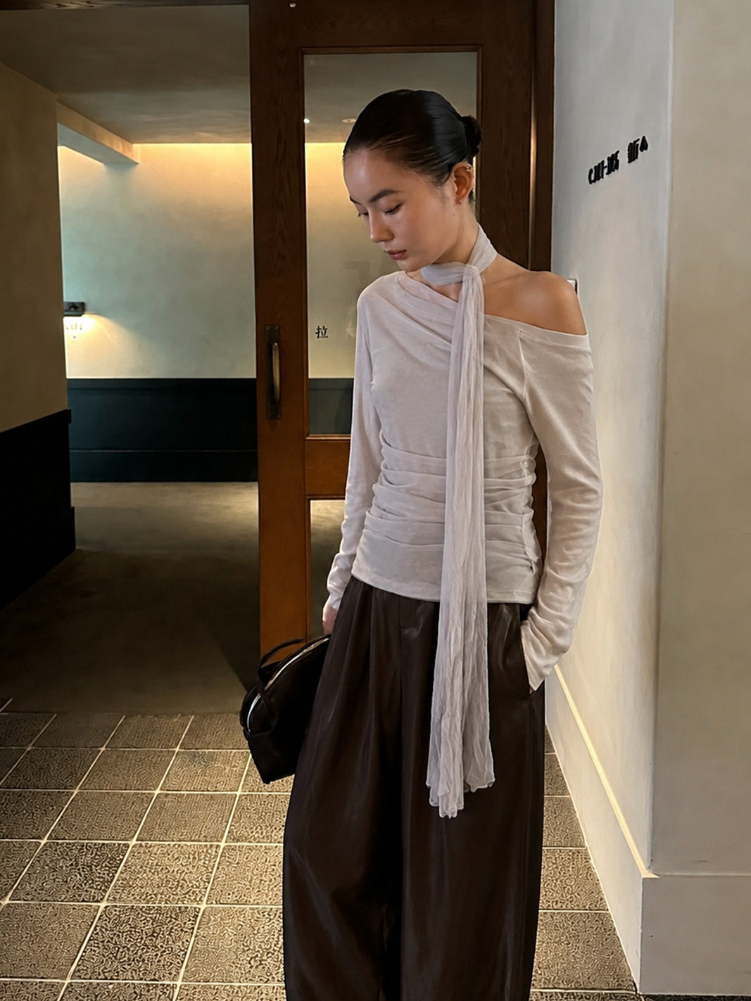 ASYM SHEER TIE TOP 2487
