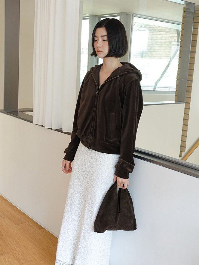 ダブルジップベロアフーディ 2195