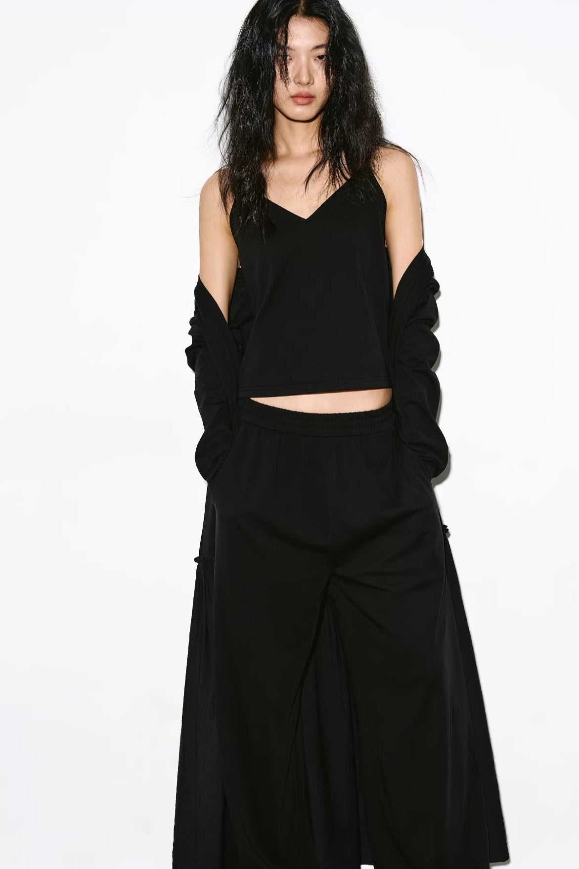 ロングカーディガン/キャミ/ワイドパンツ 2297