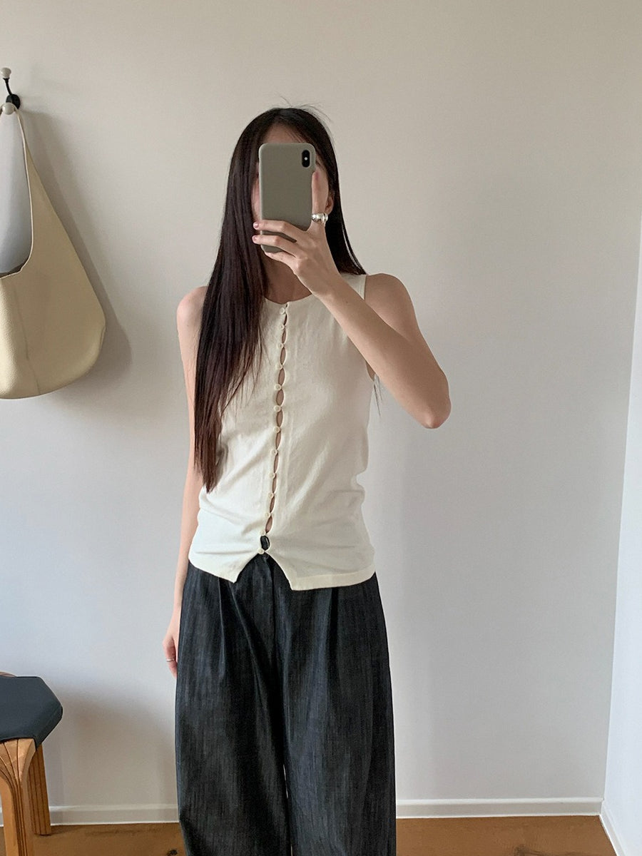 フロントボタンノースリーブトップ 2340