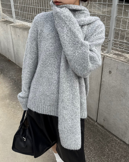 マフラー付きクルーネックニット2223