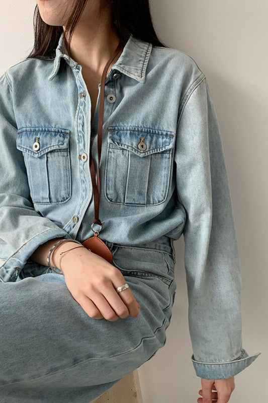 DOUBLE POCKET DENIM SHIRT 2305