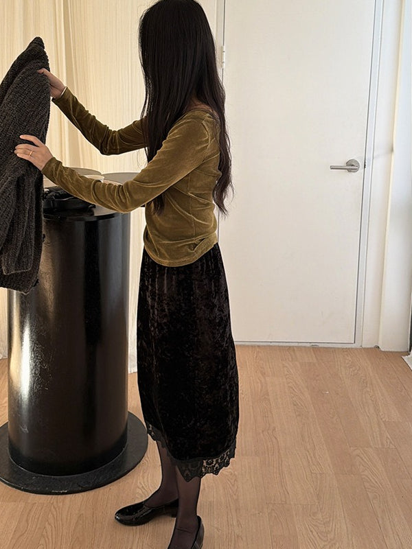 VELVET LACE SKIRT 2478