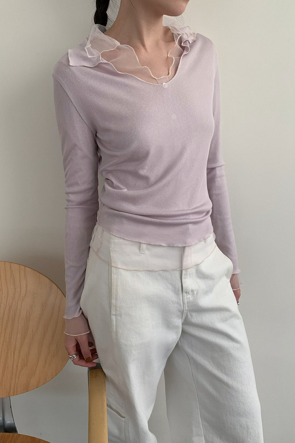 LAYERED SHEER COLLAR TOP–COLORS 2310