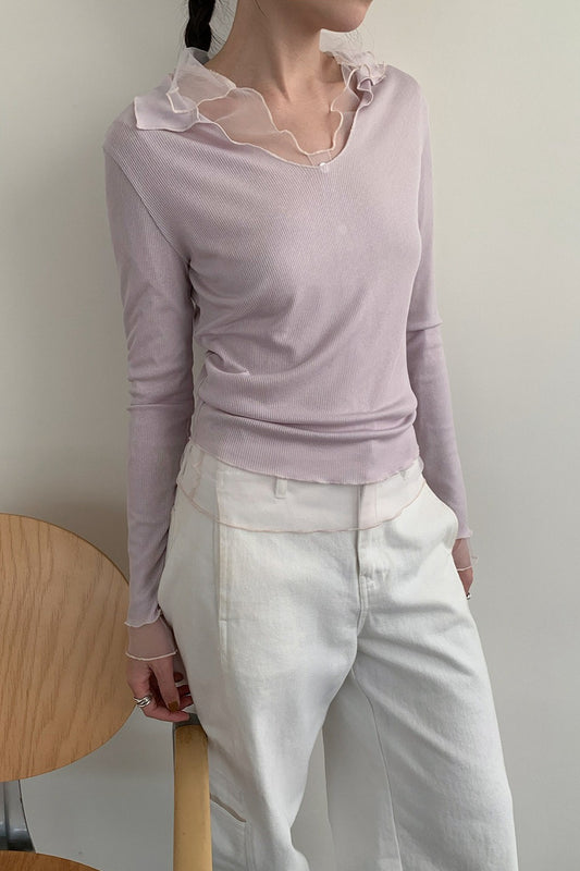 LAYERED SHEER COLLAR TOP–COLORS 2310