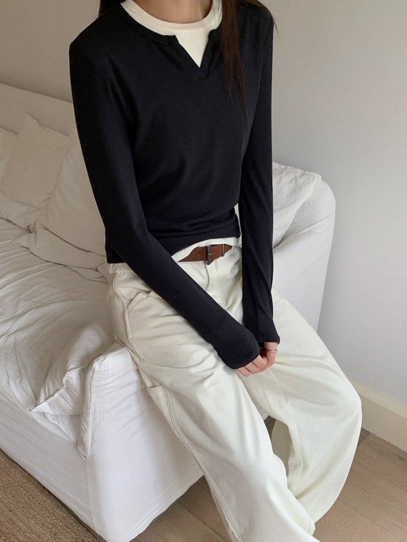 フェイクツーピーススキッパーTシャツ 2199