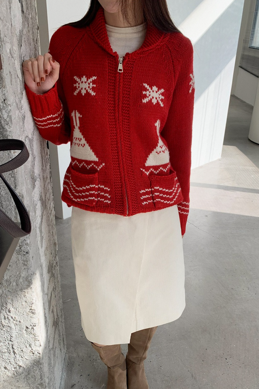 ノルディック柄ジップニット 2217