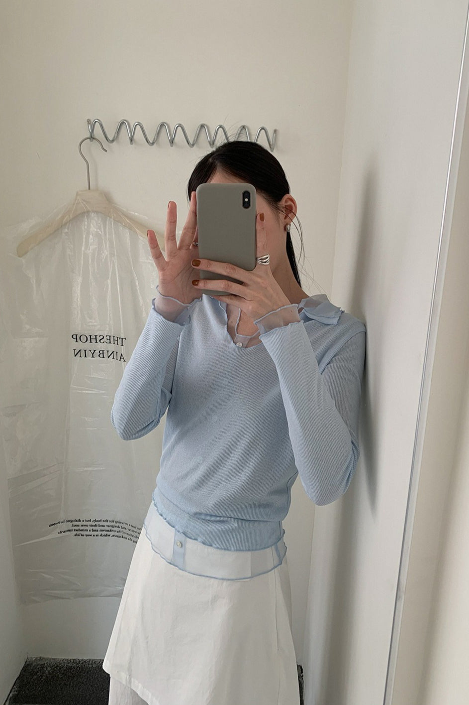 LAYERED SHEER COLLAR TOP–COLORS 2310