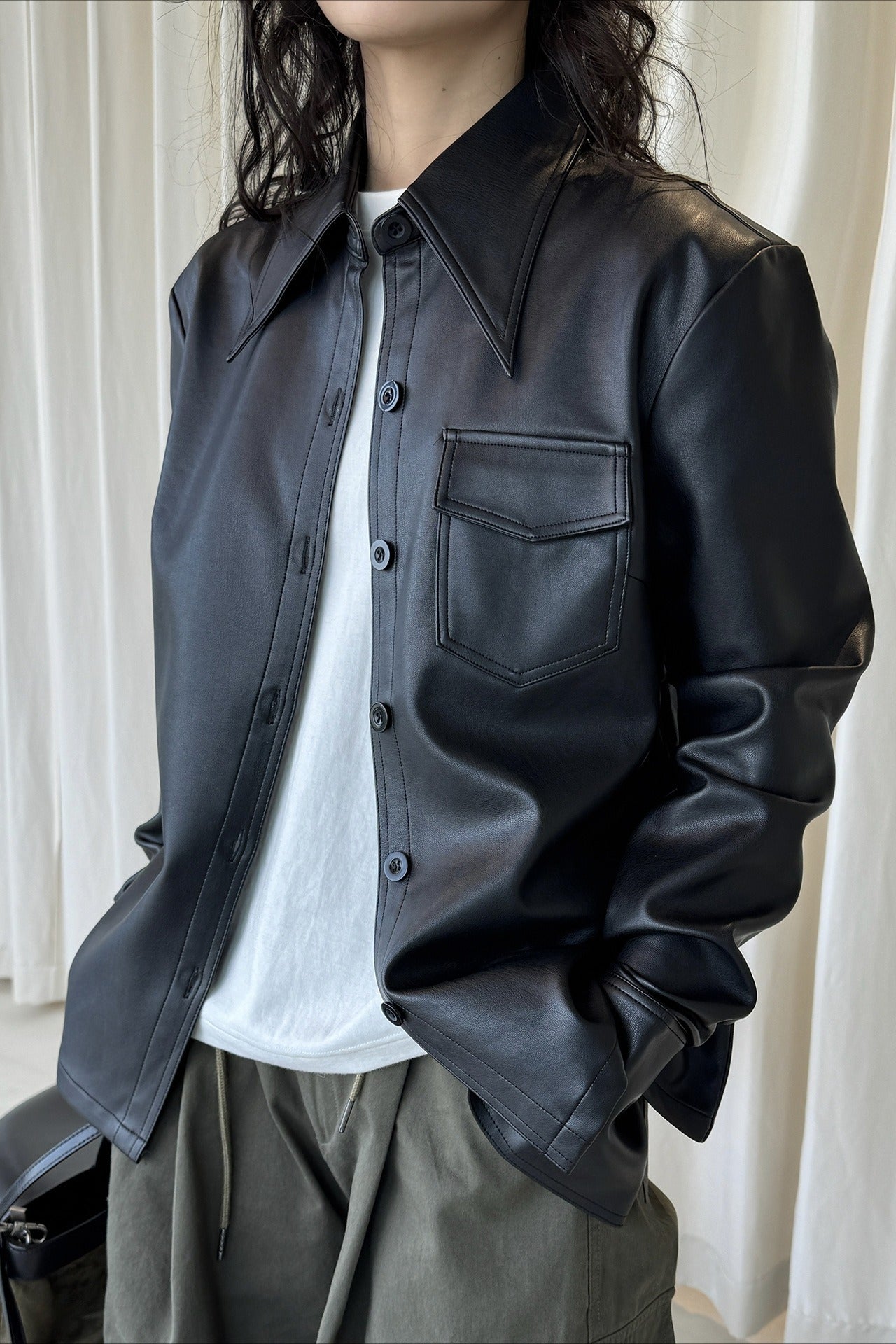 フェイクレザーシャツジャケット 2248