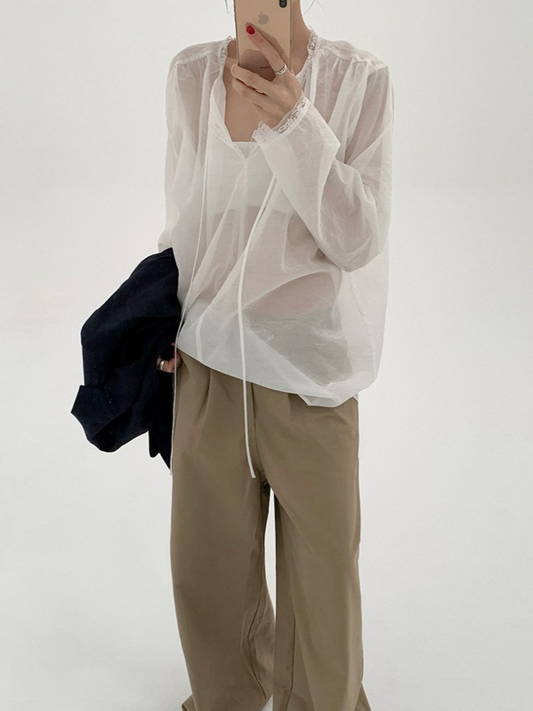 SHEER TIE-NECK BLOUSE 2131
