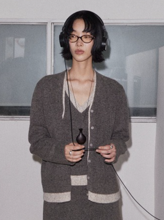 カラーブロックニットカーディガン 2211