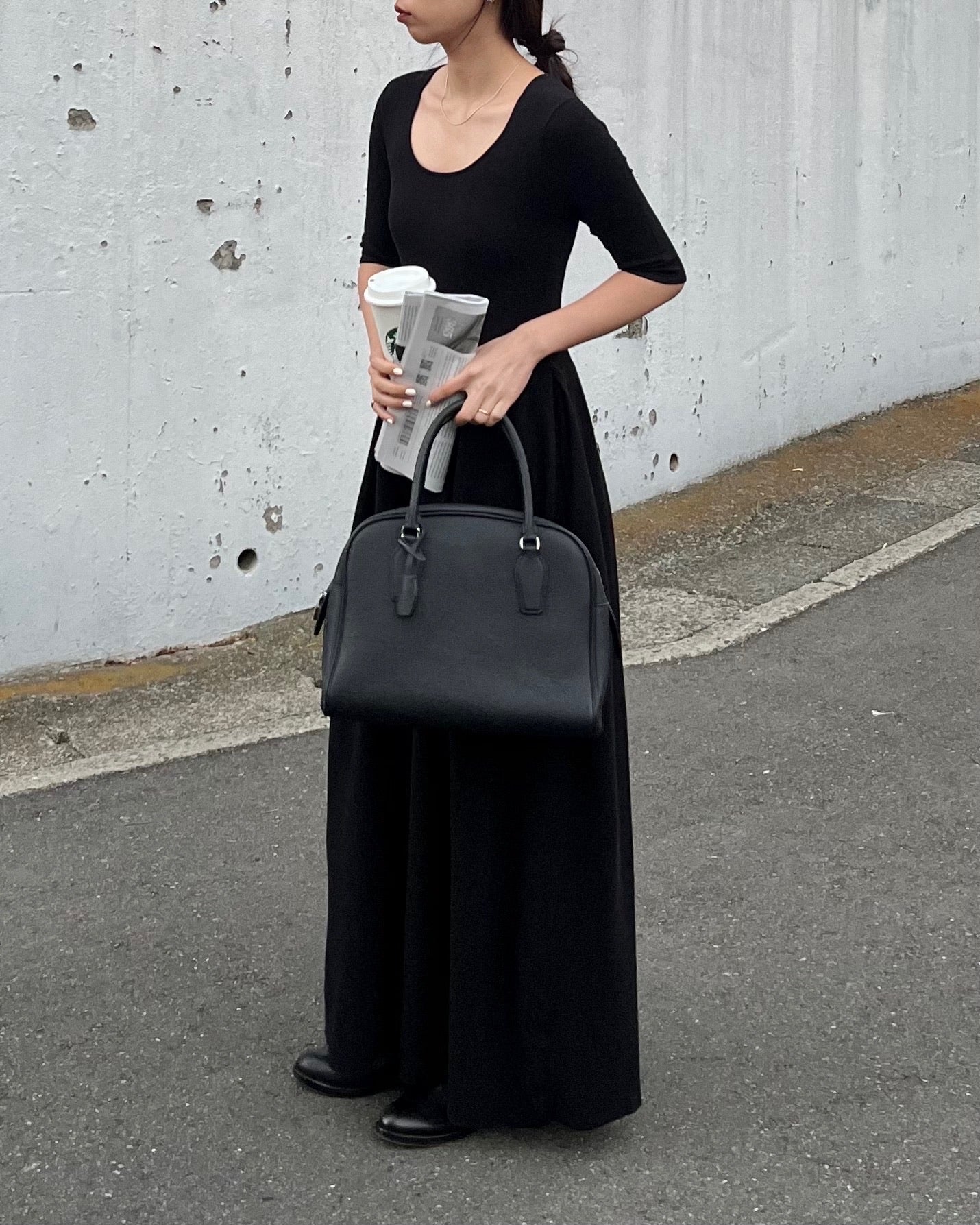 ハーフスリーブロングワンピース 0830