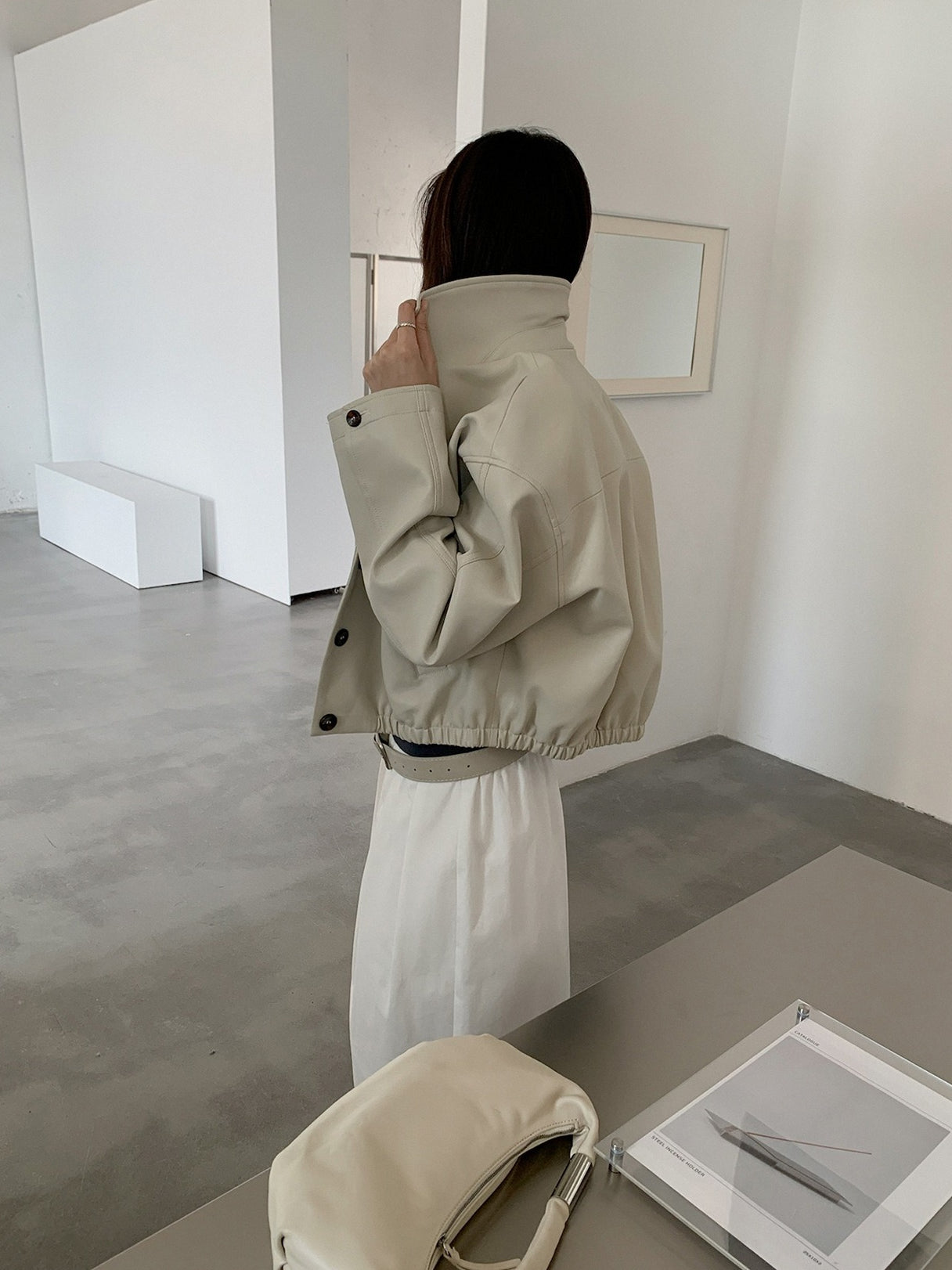 VEGAN LEATHER COCOON JACKET 2459