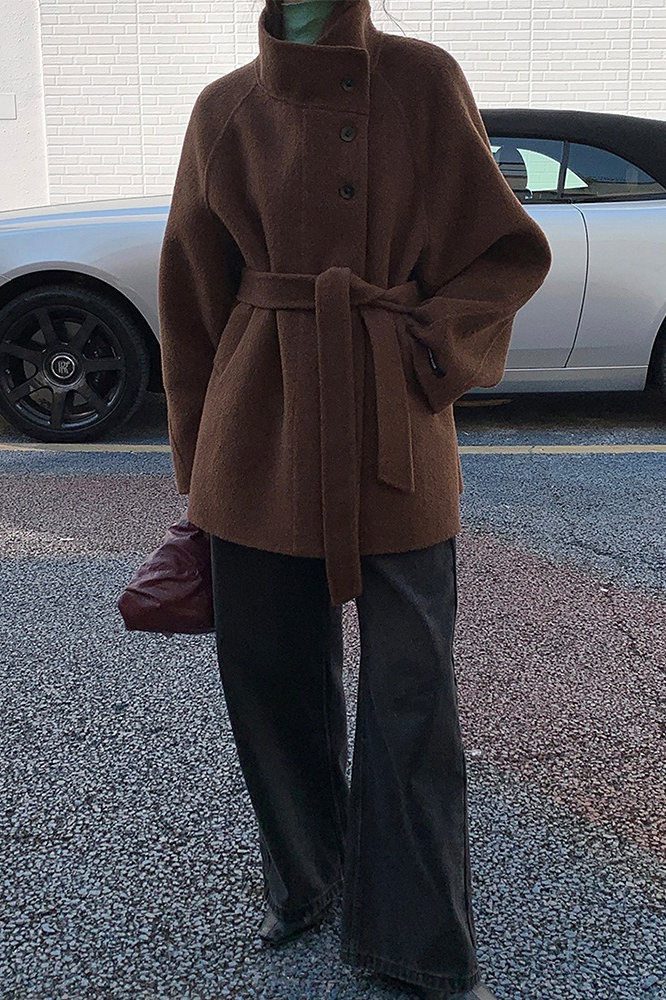 スタンドカラーウールコート 2221